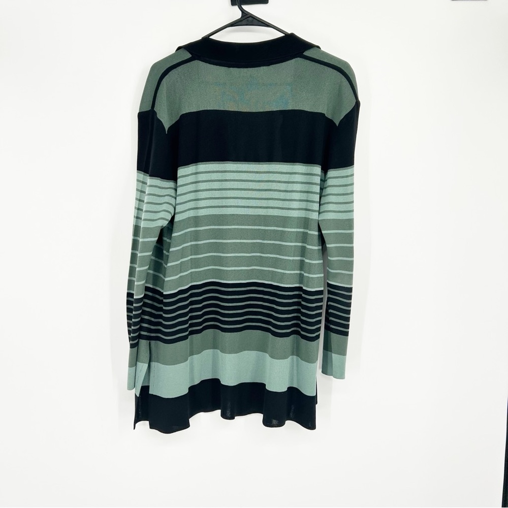 Exclusively Misook Green & Black Open Cardigan Business Casual Size Large - Picture 5 of 8